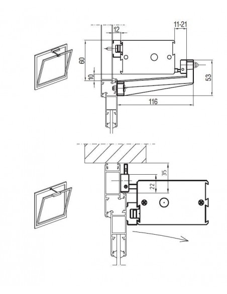 Ηλεκτρικός μηχανισμός μοτέρ με καδένα ανάκλησης και προβολής  για παράθυρα και φεγγίτες Sintesi 2000