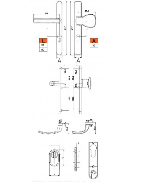 Χειρολαβή εισόδου διπλή πόμολο-λαβή