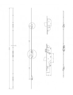 Κλειδαριά ασφαλείας μαχαιρωτή 3 Σημείων 35άρα, μπίλιας 2