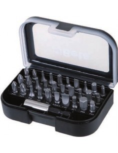 Συλλογή με 13 καρυδάκια, 18 μύτες, 4 γωνιακά κλειδιά Allen και 7 βοηθητικά εξαρτήματα σε πλαστική κασετίνα