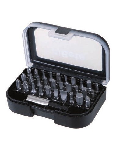 Συλλογή με 13 καρυδάκια, 18 μύτες, 4 γωνιακά κλειδιά Allen και 7 βοηθητικά εξαρτήματα σε πλαστική κασετίνα