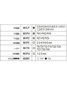 Συλλογή με 13 καρυδάκια, 18 μύτες, 4 γωνιακά κλειδιά Allen και 7 βοηθητικά εξαρτήματα σε πλαστική κασετίνα 2