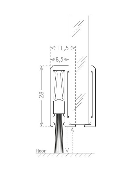 Αεροστόπ για ανοιγόμενες γυάλινες πόρτες GLASS BRUSH
