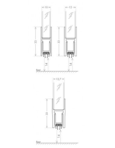 Air-stop GLASS BOTTOM SLIDE for glass doors