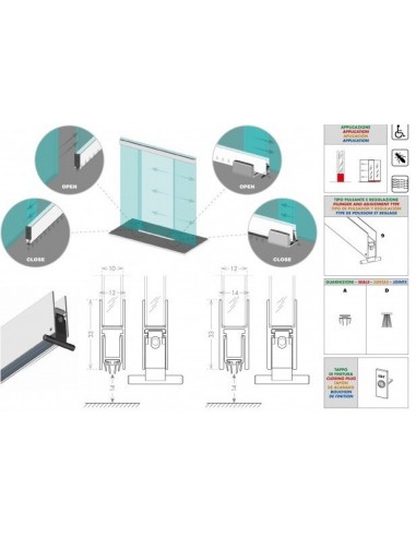 Air-stop GLASS BOTTOM SLIDE for glass doors