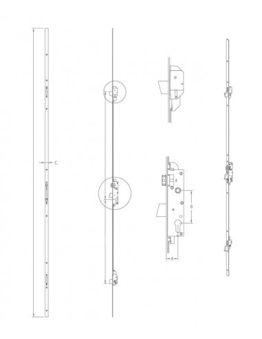 Domus falling latch security lock 3 Point 30 mm, Ball
