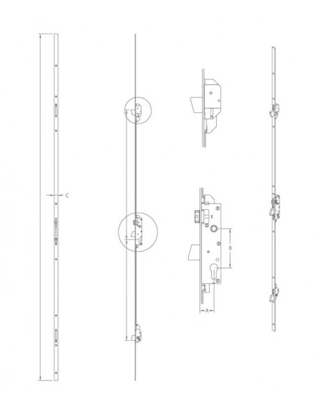 Domus falling latch security lock 3 Point 30 mm, Ball
