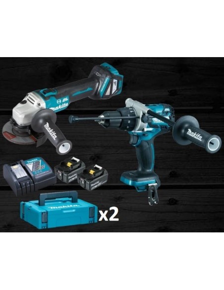 Δραπανοκατσάβιδο + γωνιακός τροχός + 2 μπαταρίες + ταχυφορτιστής + 2 βαλίτσες ΜΑΚΙΤΑ