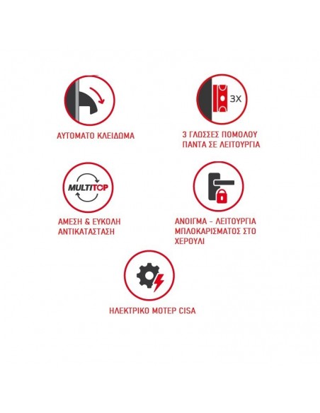 Αυτόματη ανοξείδωτη κλειδαριά CISA MULTITOP MATIC - INOX