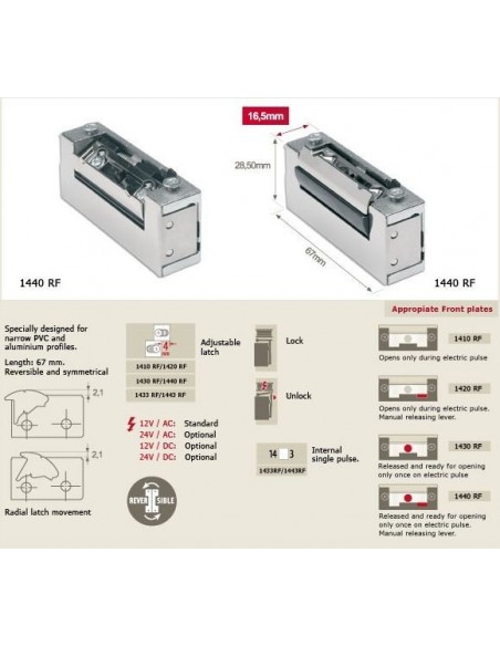 Electrical door strike 1440 (narrow plate) JIS Barcelona-Spain