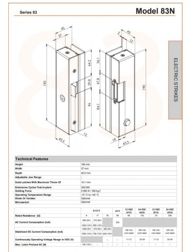 ΗΛΕΚΤΡΙΚΟ ΚΥΠΡΙ ΓΙΑ ΓΥΑΛΙΝΕΣ ΠΟΡΤΕΣ 83 C ND 8-12V AC/DC