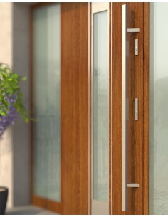 Ανοξείδωτη λοξή λαβή εξώπορτας τετράγωνη (35x35) Ζέυγος 2