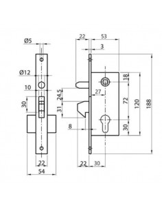 Κλειδαριά γάντζου για συρόμενες πόρτες με κύλινδρο και 3 κλειδιά 2