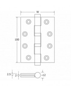 Hinges HINGE BEARING PLATE FOR SLATTERED INOX SATIN 2