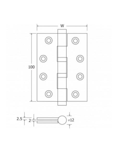 Hinges HINGE BEARING PLATE FOR SLATTERED INOX SATIN