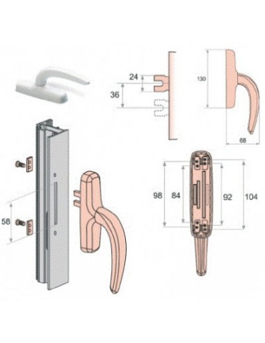 Χερούλι μπαλκονόπορτας και παράθυρου αλουμινίου Fapim