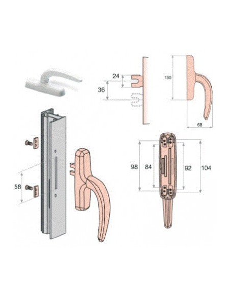 Χερούλι μπαλκονόπορτας και παράθυρου αλουμινίου Fapim